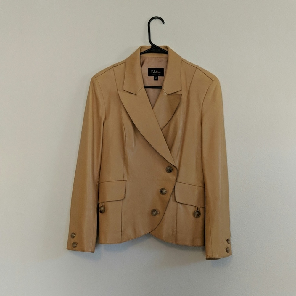 Vintage cole haan camel leather jacket size 12